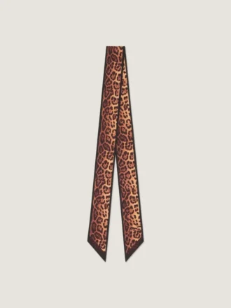 Bandeau din mătase cu imprimeu leopard