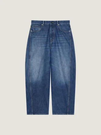 Blugi albastru închis cu cusături couture