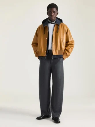 Bluză Raglan din piele cu cusături couture