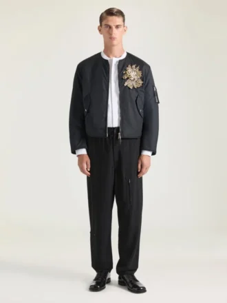 Bomber cu cusături couture ornamentate, din nailon