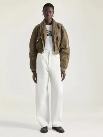 Bomber cu guler șal cu fermoar din nailon