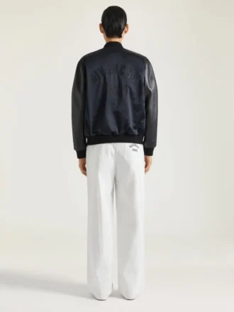 Bomber din piele și satin cu broderie Givenchy Paris