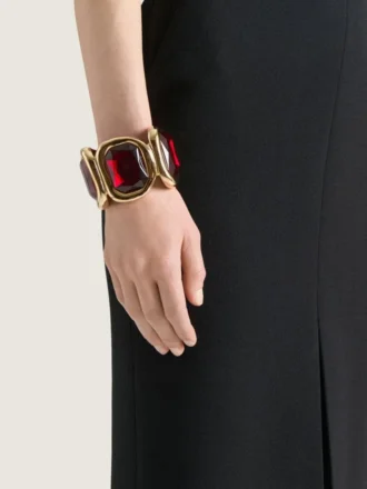 Brățară sculpturală din metal și cristale