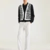 Cardigan din tricot de bumbac cu imprimeu floral Cardigan din tricot de bumbac cu imprimeu floral