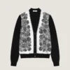 Cardigan din tricot de bumbac cu imprimeu floral Cardigan din tricot de bumbac cu imprimeu floral