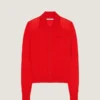 Cardigan polo din tricot cu efect de a doua piele Cardigan polo din tricot cu efect de a doua piele