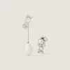 Cercei asimetrici cu perle de cristal din metal, cristale și perle Cercei asimetrici cu perle de cristal din metal, cristale și perle