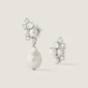 Cercei asimetrici cu perle de cristal din metal, cristale și perle Cercei asimetrici cu perle de cristal din metal, cristale și perle