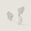 Cercei asimetrici cu perle de cristal din metal, cristale și perle Cercei asimetrici cu perle de cristal din metal, cristale și perle