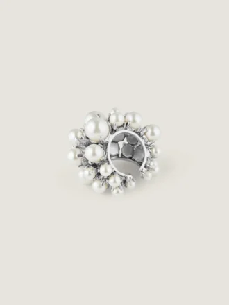 Cercei tip earcuff din metal și perle