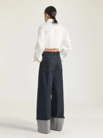 Cămașă asimetrică din piele Nappa