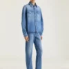 Cămașă cu cusături couture din denim spălat în nuanțe de gri Cămașă cu cusături couture din denim spălat în nuanțe de gri