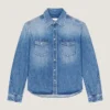 Cămașă cu cusături couture din denim spălat în nuanțe de gri Cămașă cu cusături couture din denim spălat în nuanțe de gri