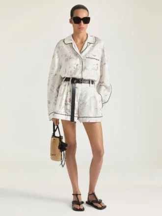 Cămașă de pijama din mătase cu imprimeu floral