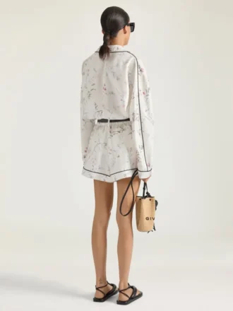 Cămașă de pijama din mătase cu imprimeu floral