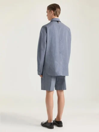 Bermude cu pliu dublu în carouri din bumbac