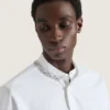 Cămașă din poplin de bumbac cu broderie cu cristale Cămașă din poplin de bumbac cu broderie cu cristale