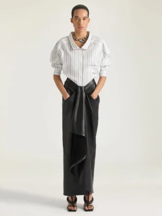 Cămașă în dungi din bumbac și mătase