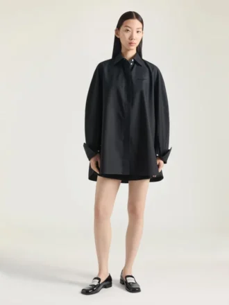 Cămașă tip cocon din poplin cu broderie Givenchy