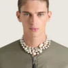 Colier din metal, perle și cristale Colier din metal, perle și cristale