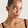 Colier scurt Crystal Pearl din metal, cristale și perle Colier scurt Crystal Pearl din metal, cristale și perle