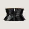 Curea corset din piele cu imprimeu de bandă Curea corset din piele cu imprimeu de bandă