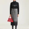 Fustă creion midi din lână mixtă cu model în zig-zag Fustă creion midi din lână mixtă cu model în zig-zag