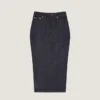 Fustă midi cu detaliu „kickback” din denim brut Fustă midi cu detaliu „kickback” din denim brut