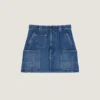 Fustă mini cargo din denim albastru mediu