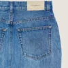 Fustă-pantalon midi din denim albastru mediu Fustă-pantalon midi din denim albastru mediu