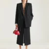 Fustă-pantalon midi din lână și mohair Fustă-pantalon midi din lână și mohair