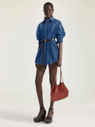 Geantă mică de tip tote din piele granată