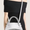 Geantă mini Pinch din piele cu efect oglindă Geantă mini Pinch din piele cu efect oglindă