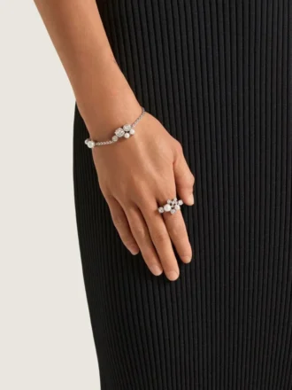 Inel Crystal Pearl din metal, cristale și perle