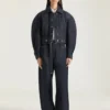 Jachetă cocoon cu spate în față din denim brut Jachetă cocoon cu spate în față din denim brut