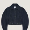 Jachetă cocoon cu spate în față din denim brut Jachetă cocoon cu spate în față din denim brut