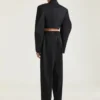 Jachetă cropped tip cocon din lână Jachetă cropped tip cocon din lână