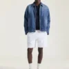 Jachetă cu cusături couture din denim albastru închis Jachetă cu cusături couture din denim albastru închis