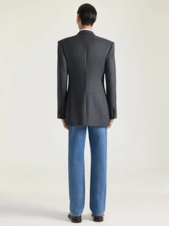 Jachetă cu două rânduri de nasturi din flanel