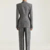 Pantaloni cu pli dublu din lână mixtă cu model în zig-zag Pantaloni cu pli dublu din lână mixtă cu model în zig-zag