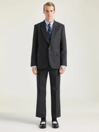 Pantaloni croiți cu croi drept din flanel