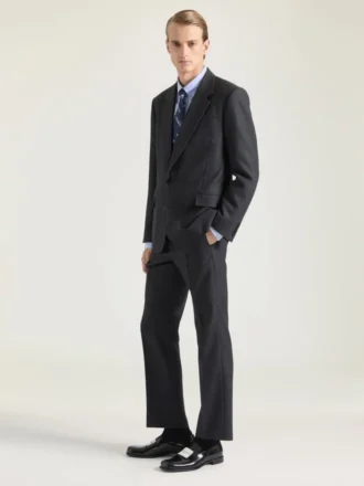 Pantaloni croiți cu croi drept din flanel