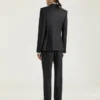 Jachetă cu un singur rând de nasturi, din lână, cu dungi Jachetă cu un singur rând de nasturi, din lână, cu dungi