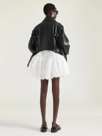 Jachetă de motociclist din piele cu efect inversat