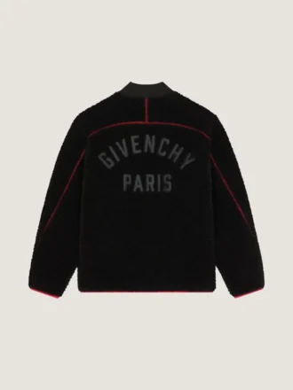 Jachetă din fleece cu cusături couture, brodată cu Givenchy Paris