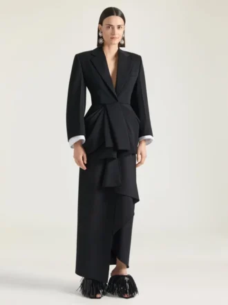 Jachetă drapată cu un singur rând de nasturi, din lână Grain De Poudre