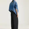 Jachetă trapez din denim albastru mediu Jachetă trapez din denim albastru mediu
