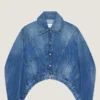 Jachetă trapez din denim albastru mediu Jachetă trapez din denim albastru mediu