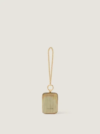 Micro-clutch de seară din metal cu bijuterie din cristal