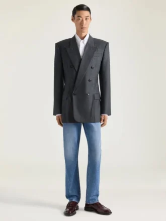 Jachetă cu două rânduri de nasturi din flanel